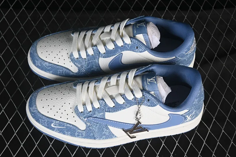 All categories Air Jordan Jordan series basketball shoes Air Jordan 1 Low High-end customized low-top sneakers Travis Scott x Fragment Design x Air Jordan 1 Low OG SP AJ1 Joe 1 LV joint sky blue denim low-top cultural casual sneakers SC0601-056